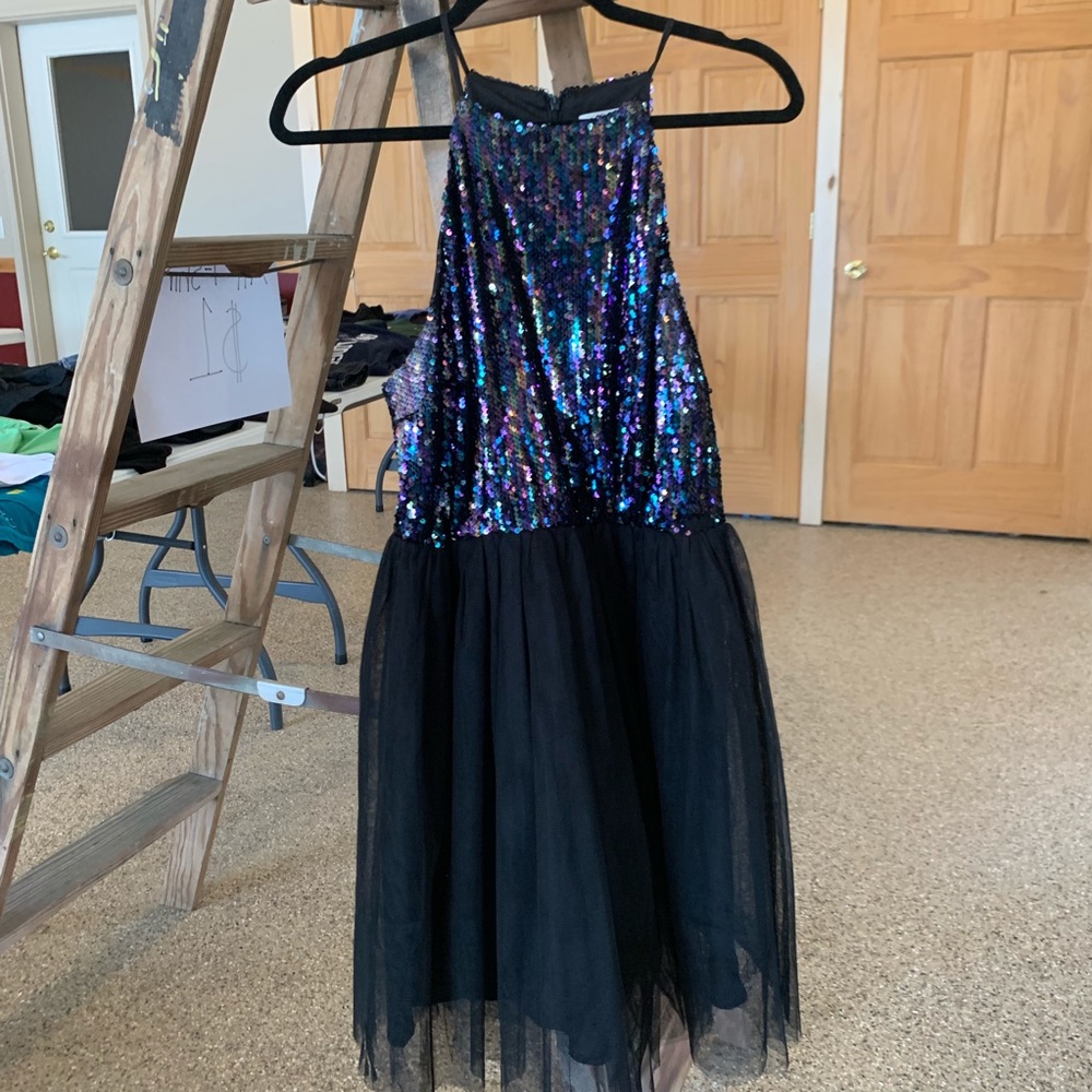 Sequined Short Black Prom Dress